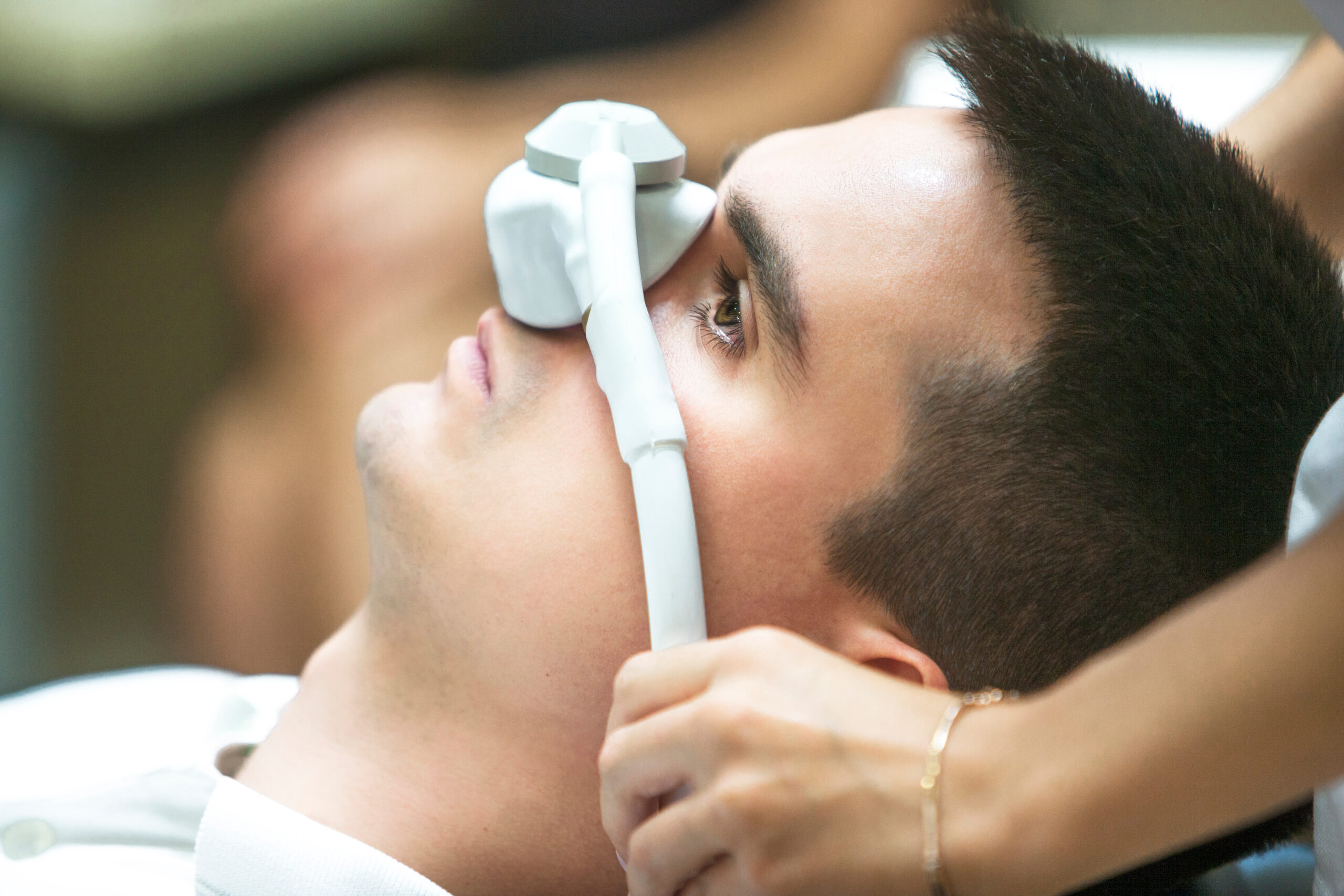 A man being treated for depression using nitrous oxide